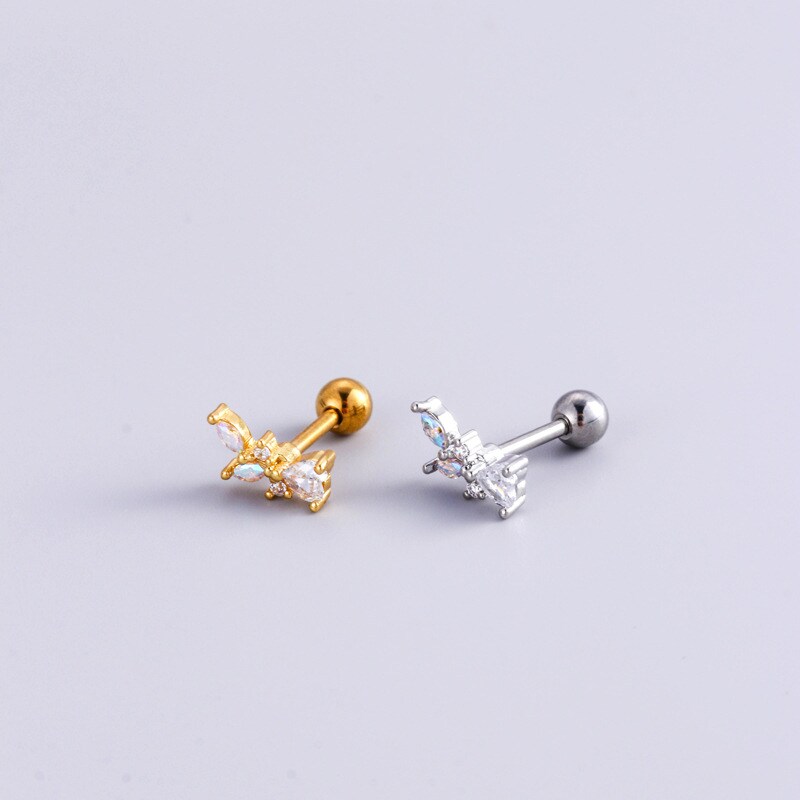 1 Piece Simple Series Classic Heart Titanium Steel  18K Gold Plated Material Zircon Women's Stud Earrings h5 